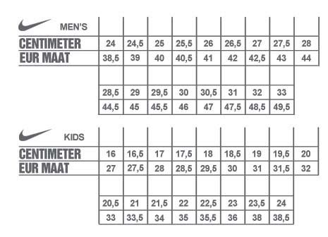 maten vans schoenen vergelijken met nike|nike van size chart.